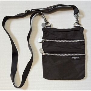 BAGGALLINI - Brown Adjustable Strap Crossbody Travel Purse Hip Bag - Size 9.5x7"